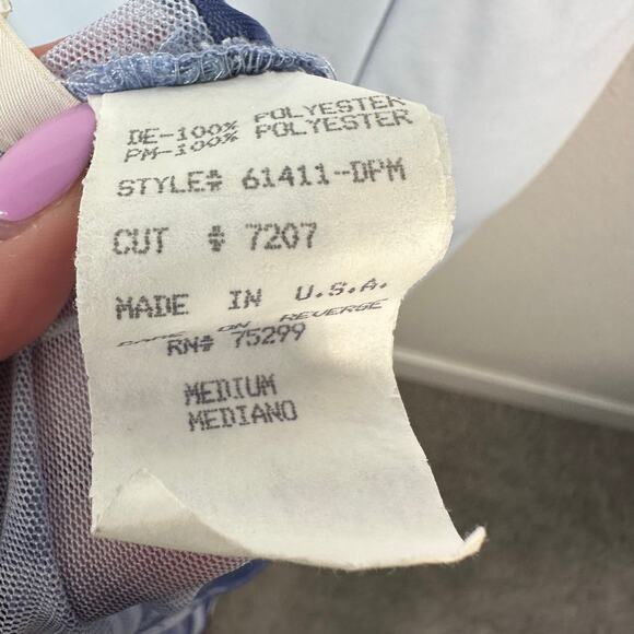 Hana 90s Y2K Vintage Sheer Mesh Overlay Floral Print T Shirt Midi Dress Blue S - Picture 8 of 12